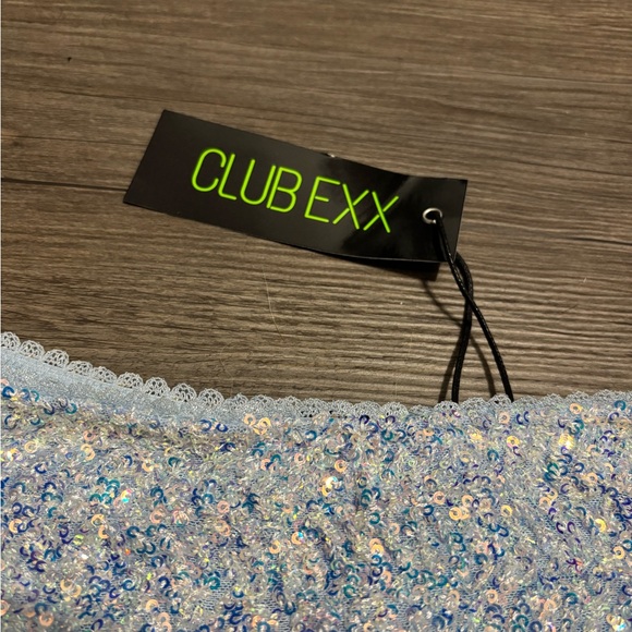 NWT Dolls Kill / Club Exx Blue Sequin Rave Bottoms - Picture 4 of 7